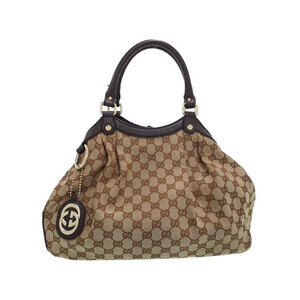 Gucci Sukey Tote Shoulder Bag GG monogram canvas leather Beige Brown